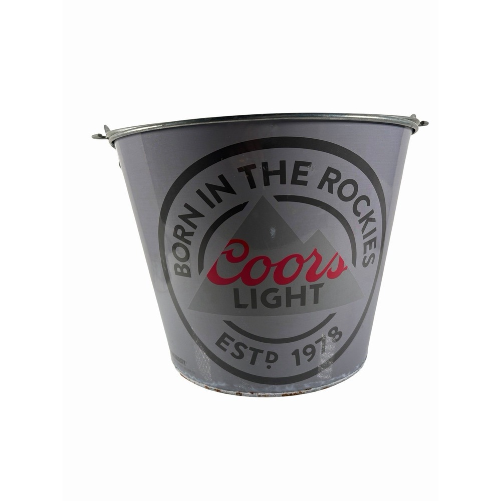 Coors Light Beer 5 Quart Galvanized Metal Ice Bucket Born In The Rockies